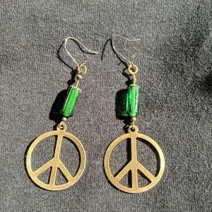 Gold peace drop earrings
